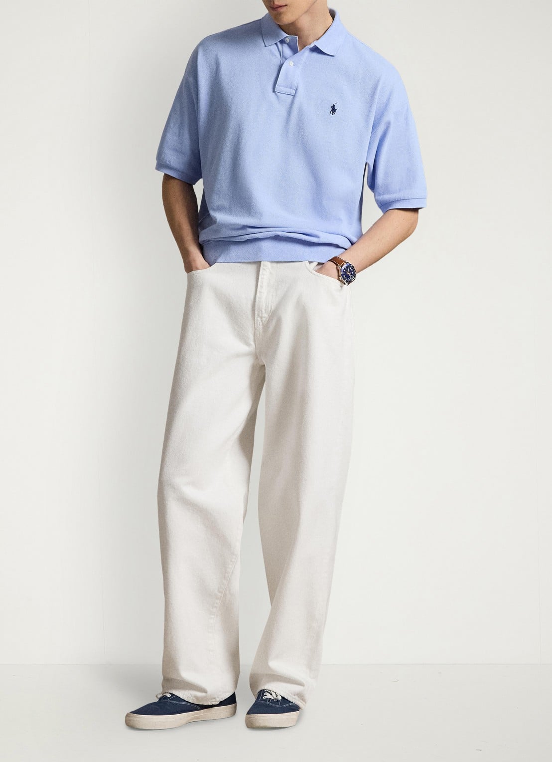 Ralph Lauren Relaxed fit polo met logo - voorkant 2 pebble blue / blauw