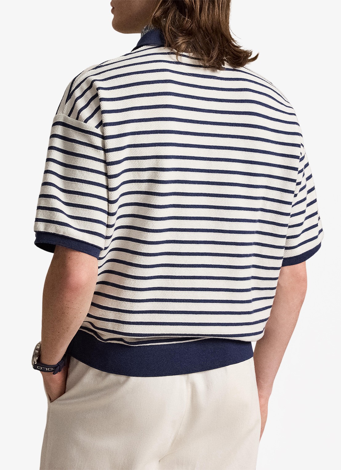 Ralph Lauren Relaxed fit polo met streepprint - achterkant 5 nevis/newport navy / donkerblauw