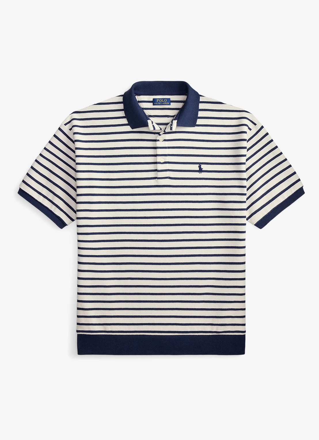 Ralph Lauren Relaxed fit polo met streepprint - voorkant nevis/newport navy / donkerblauw