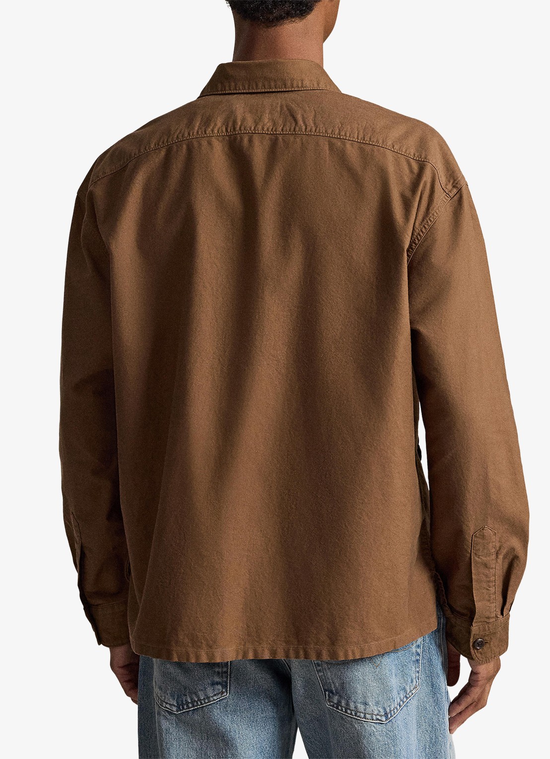 Ralph Lauren Relaxed Oxford overshirt met ritssluiting - achterkant 3 chestnut / lichtbruin