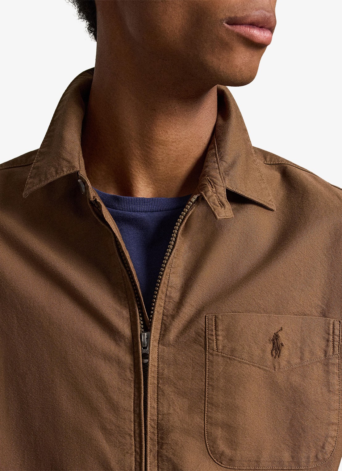 Ralph Lauren Relaxed Oxford overshirt met ritssluiting - detail 2 chestnut / lichtbruin