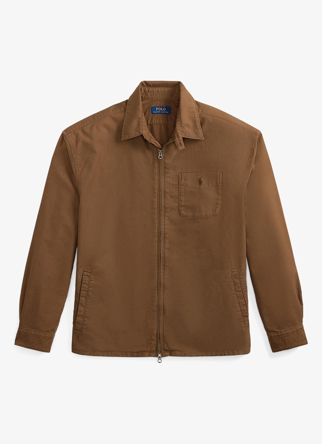 Ralph Lauren Relaxed Oxford overshirt met ritssluiting - voorkant 4 chestnut / lichtbruin