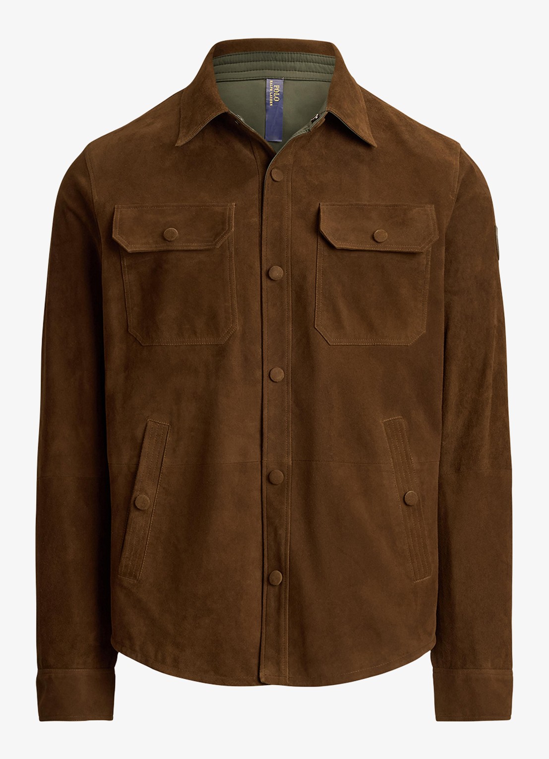 Ralph Lauren Reversible jack van suède - voorkant 4 smith brown/turf olive / bruin