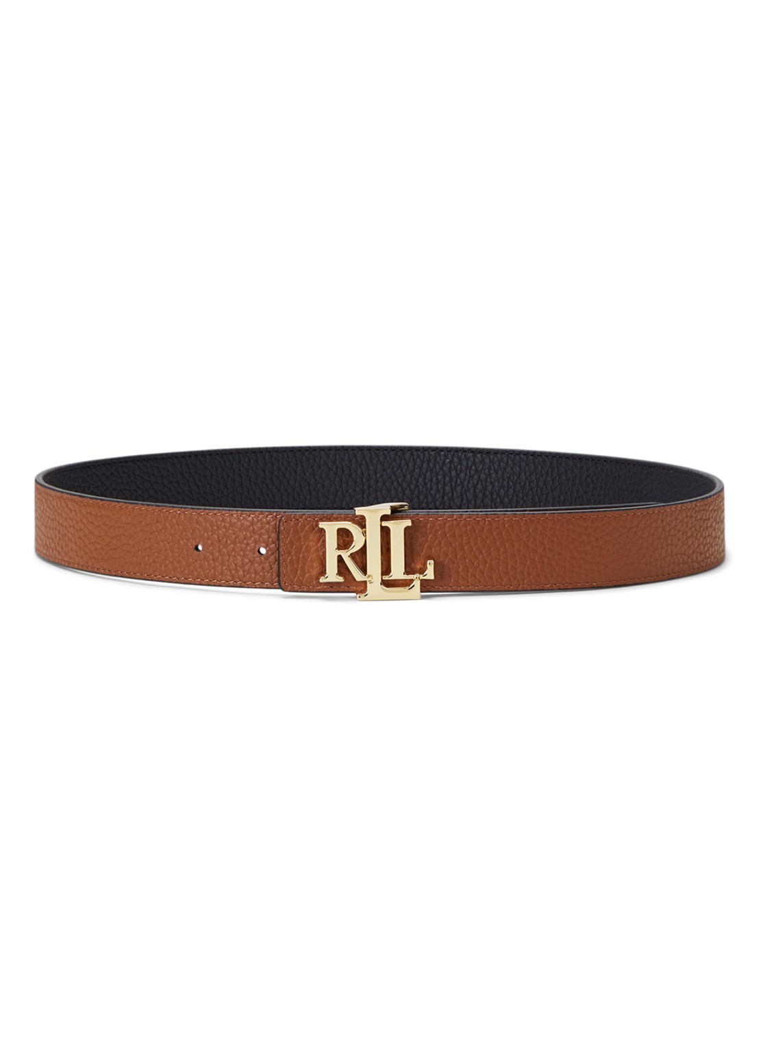 Ralph Lauren Reversible riem van leer met logo - voorkant black/lauren tan / zwart/bruin