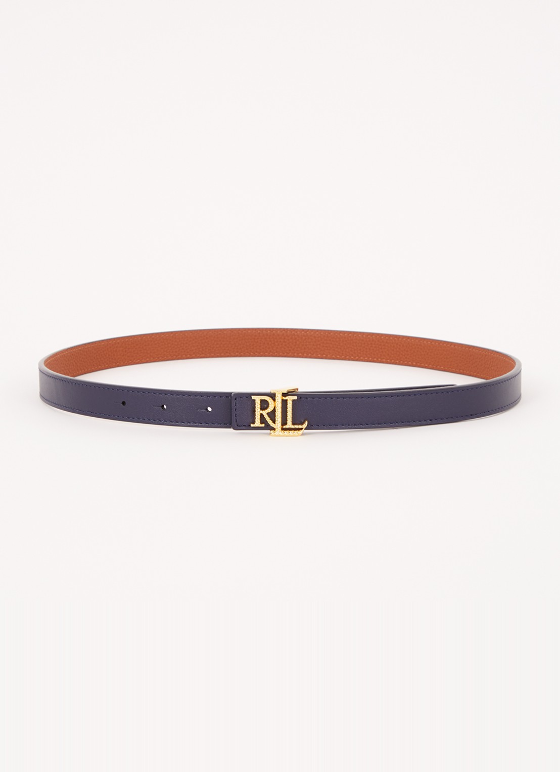 Ralph Lauren Reversible riem van leer met logo - voorkant roodbruin