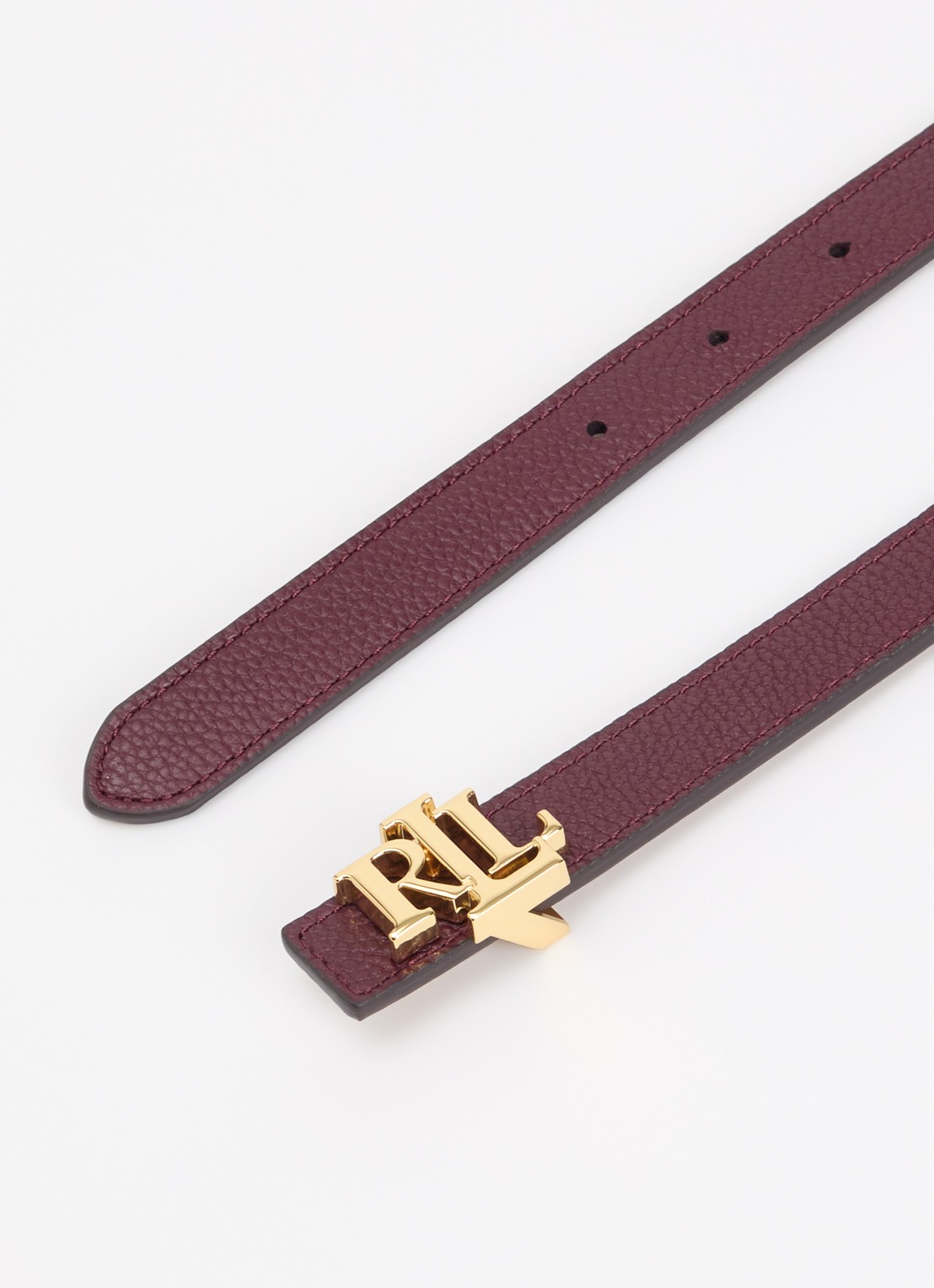 Ralph Lauren Reversible riem van leer met logo - detail bordeauxrood