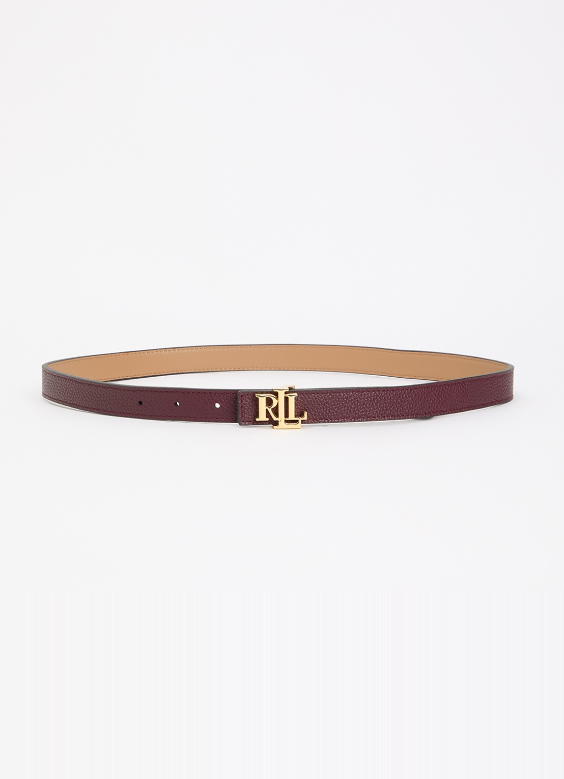 Ralph Lauren Reversible riem van leer met logo - voorkant 2 bordeauxrood