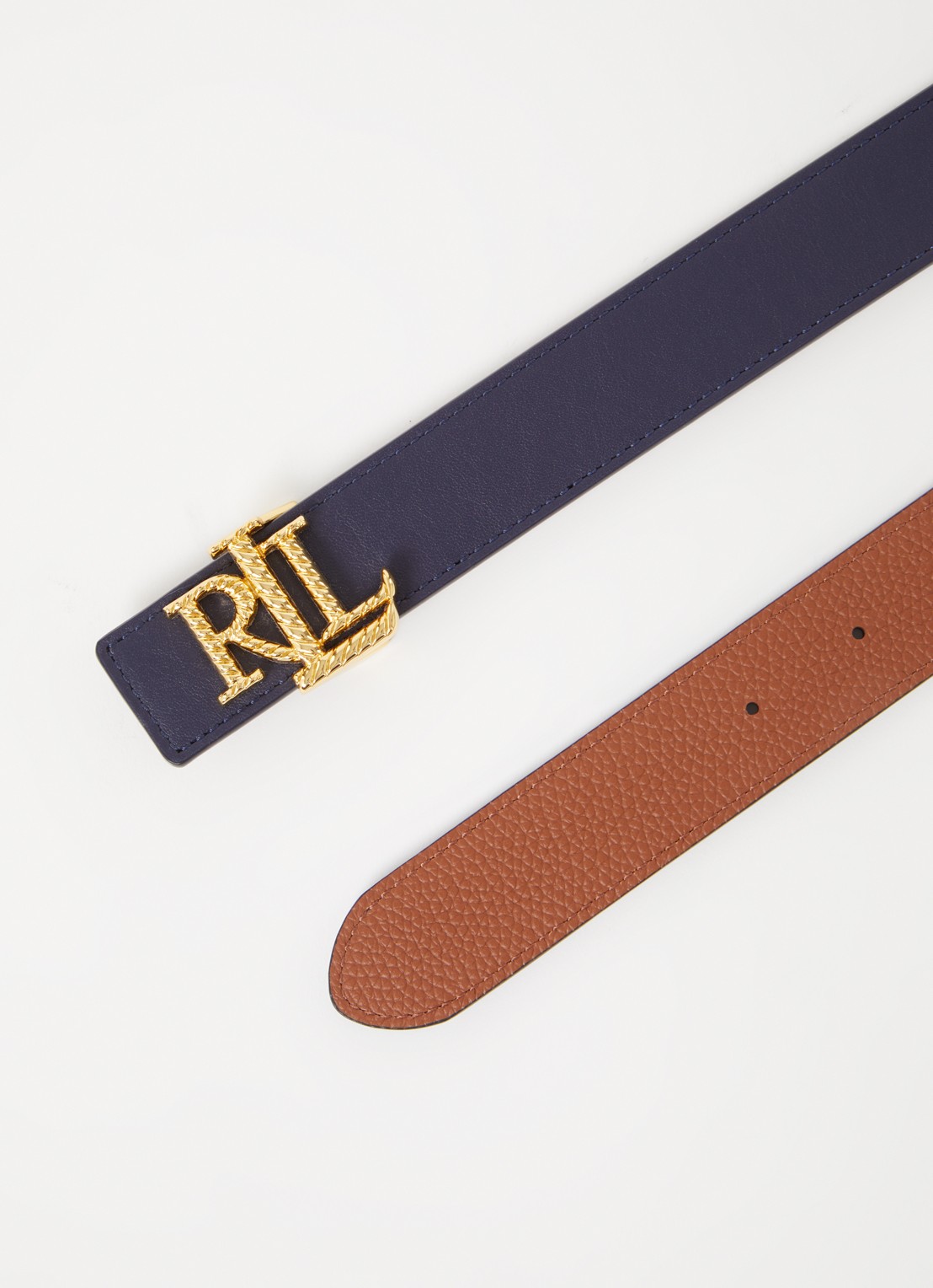 Ralph Lauren Reversible riem van leer - detail donkerblauw