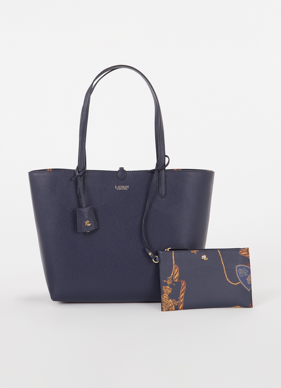 Ralph Lauren Reversible schoudertas met uitneembaar etui - voorkant donkerblauw