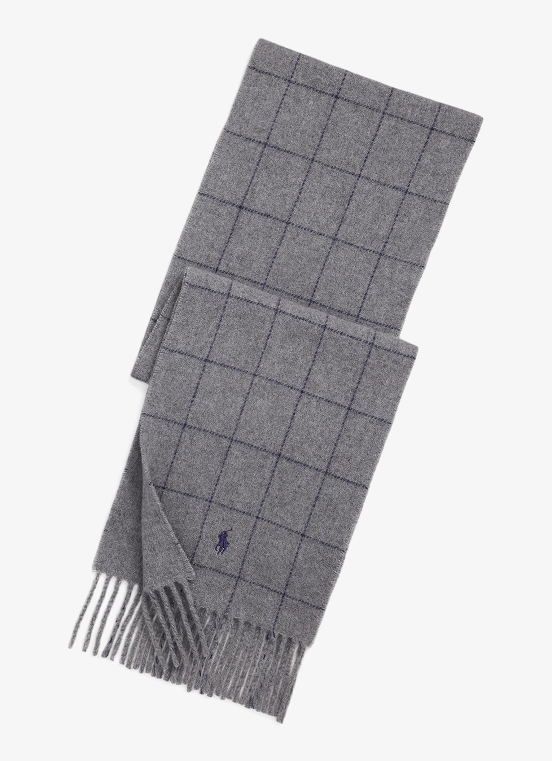 Ralph Lauren Reversible sjaal in wolblend 168 x 25 cm - voorkant grijs