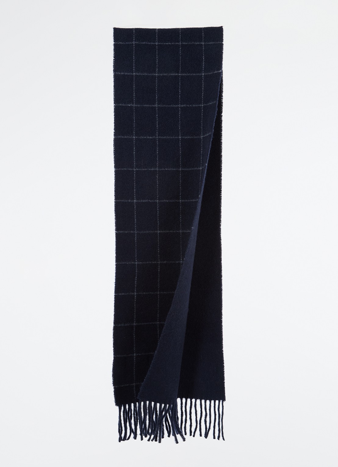 Ralph Lauren Reversible sjaal in wolblend 168 x 25 cm - detail donkerblauw