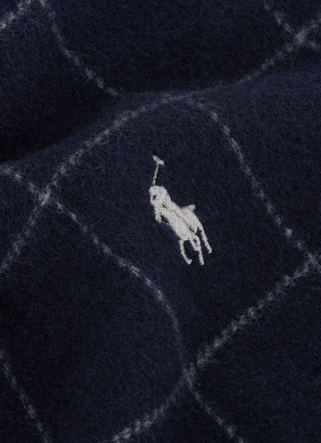Ralph Lauren Reversible sjaal in wolblend 168 x 25 cm - detail 2 donkerblauw