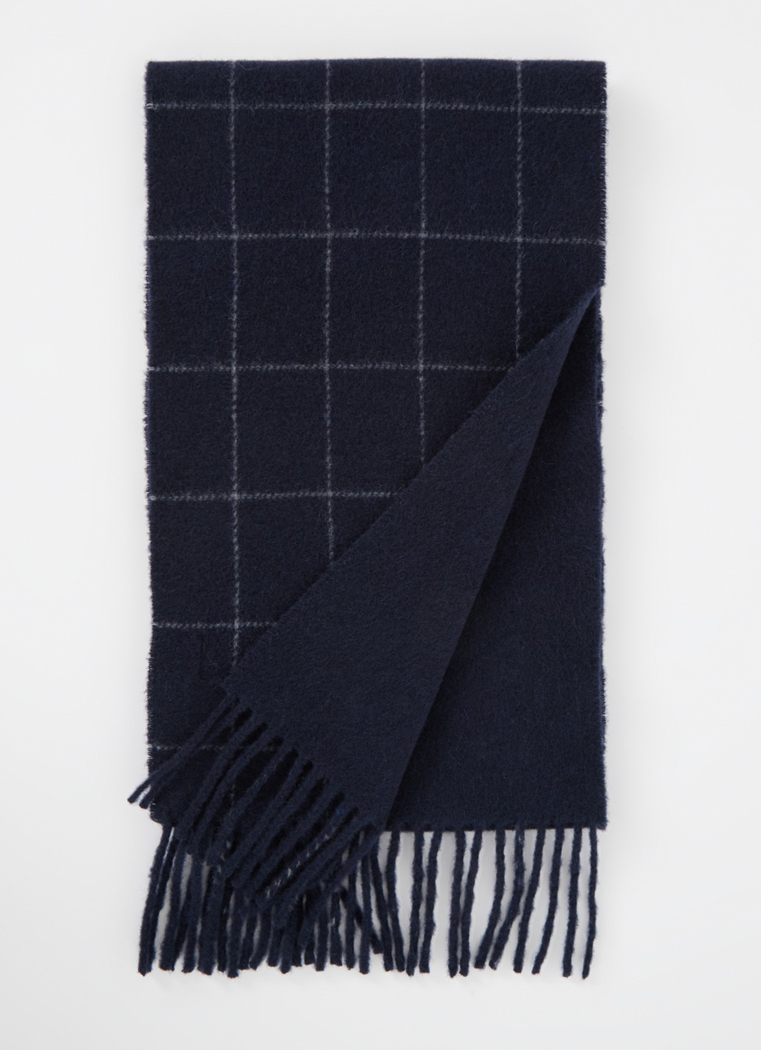 Ralph Lauren Reversible sjaal in wolblend 168 x 25 cm - voorkant 3 donkerblauw