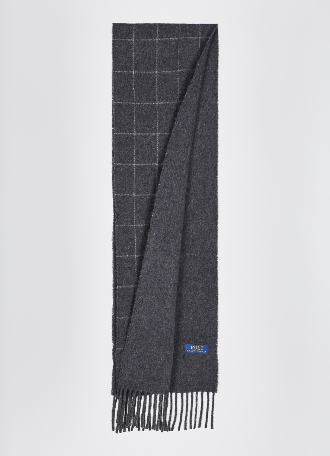 Ralph Lauren Reversible sjaal in wolblend 168 x 25 cm - detail antraciet