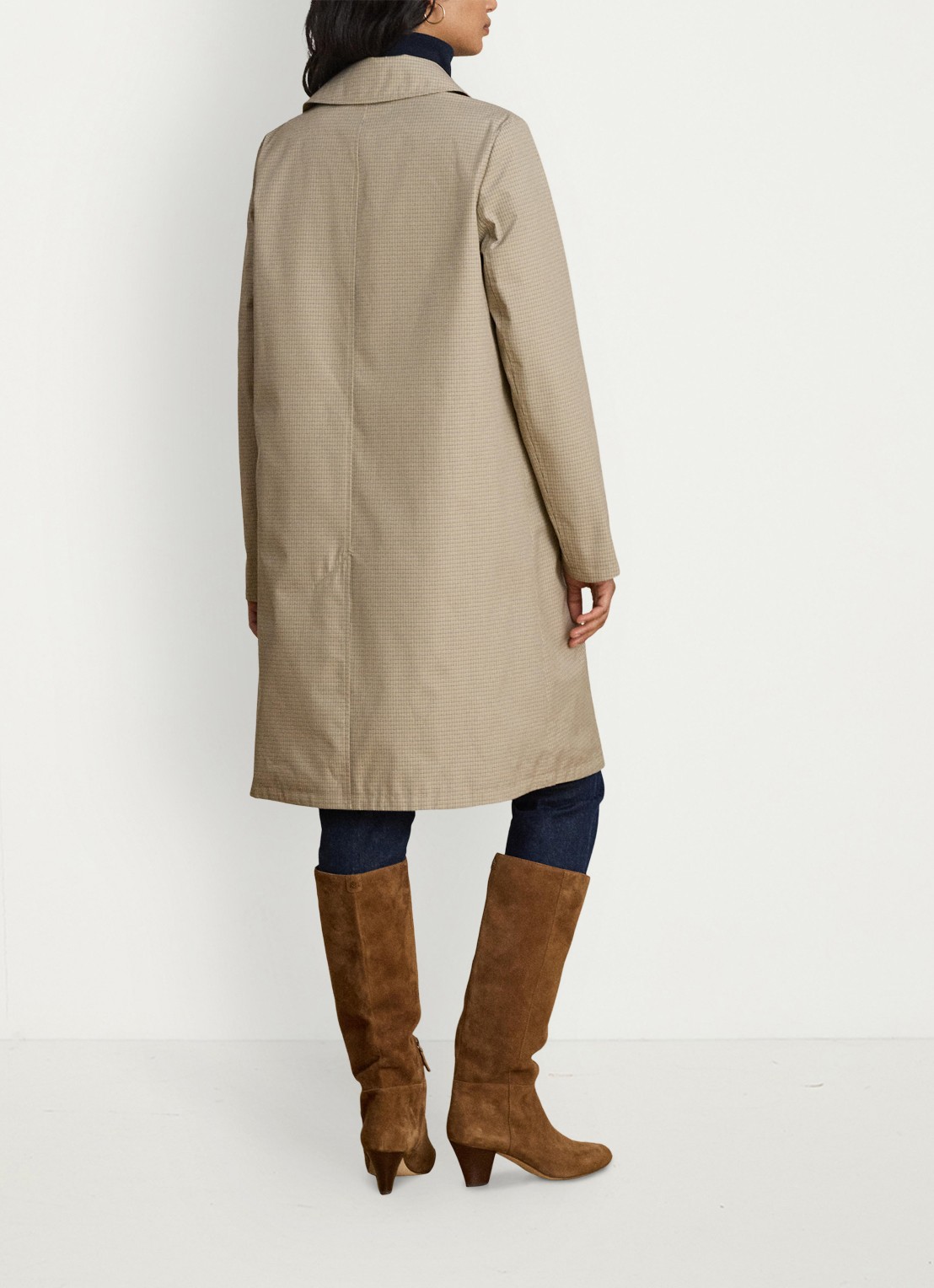 Ralph Lauren Reversible trenchcoat met ruitdessin - achterkant 5 brown mini check / beige
