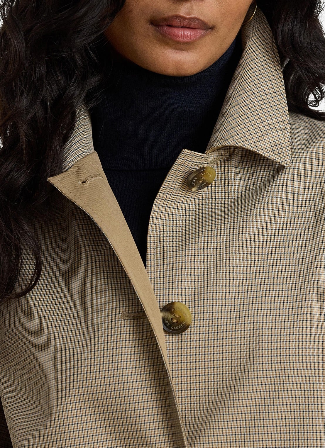 Ralph Lauren Reversible trenchcoat met ruitdessin - detail 2 brown mini check / beige