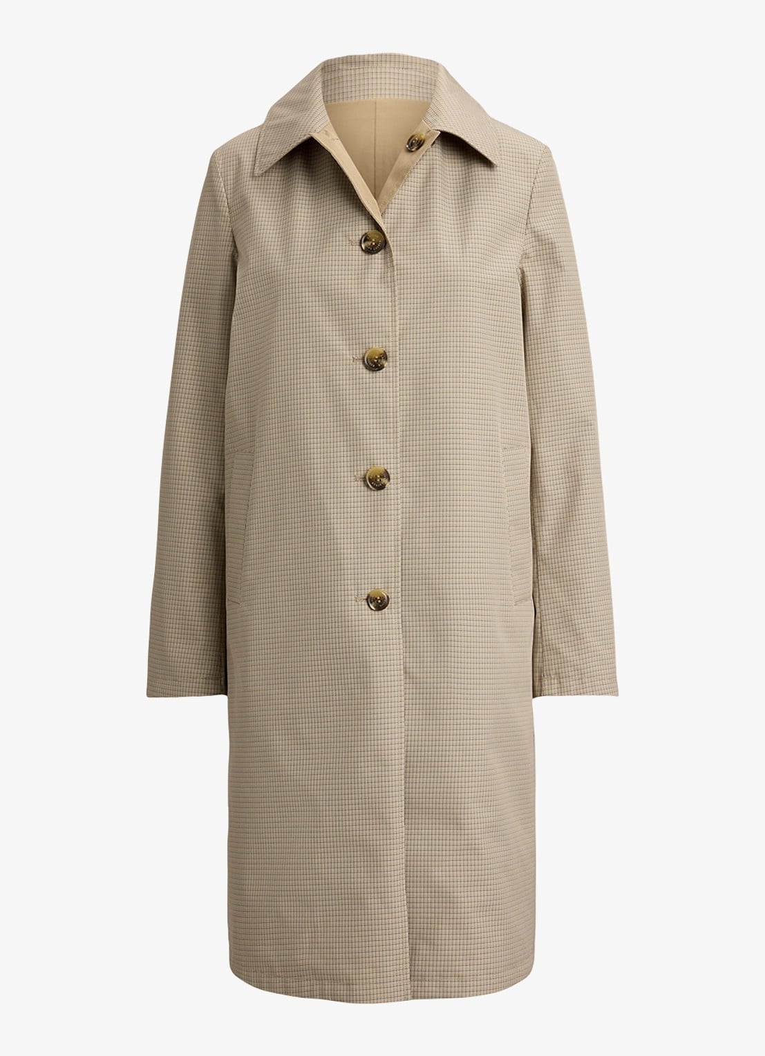 Ralph Lauren Reversible trenchcoat met ruitdessin - voorkant 3 brown mini check / beige