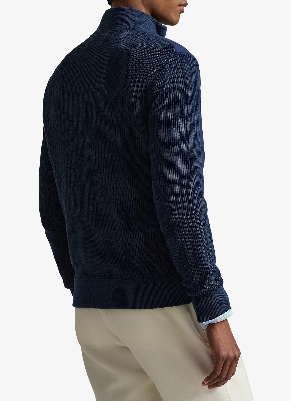 Ralph Lauren Ribgebreid vest van linnen met gewatteerd voorpand - achterkant navy linen combo-4535