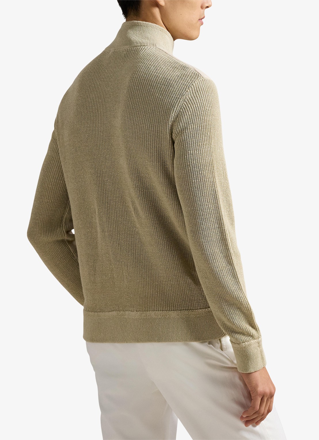 Ralph Lauren Ribgebreid vest van linnen met gewatteerd voorpand - achterkant 4 coastal beige / beige