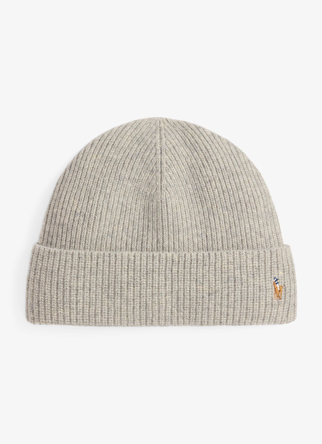 Ralph Lauren Ribgebreide muts in wolblend - voorkant 2 andover / grijs