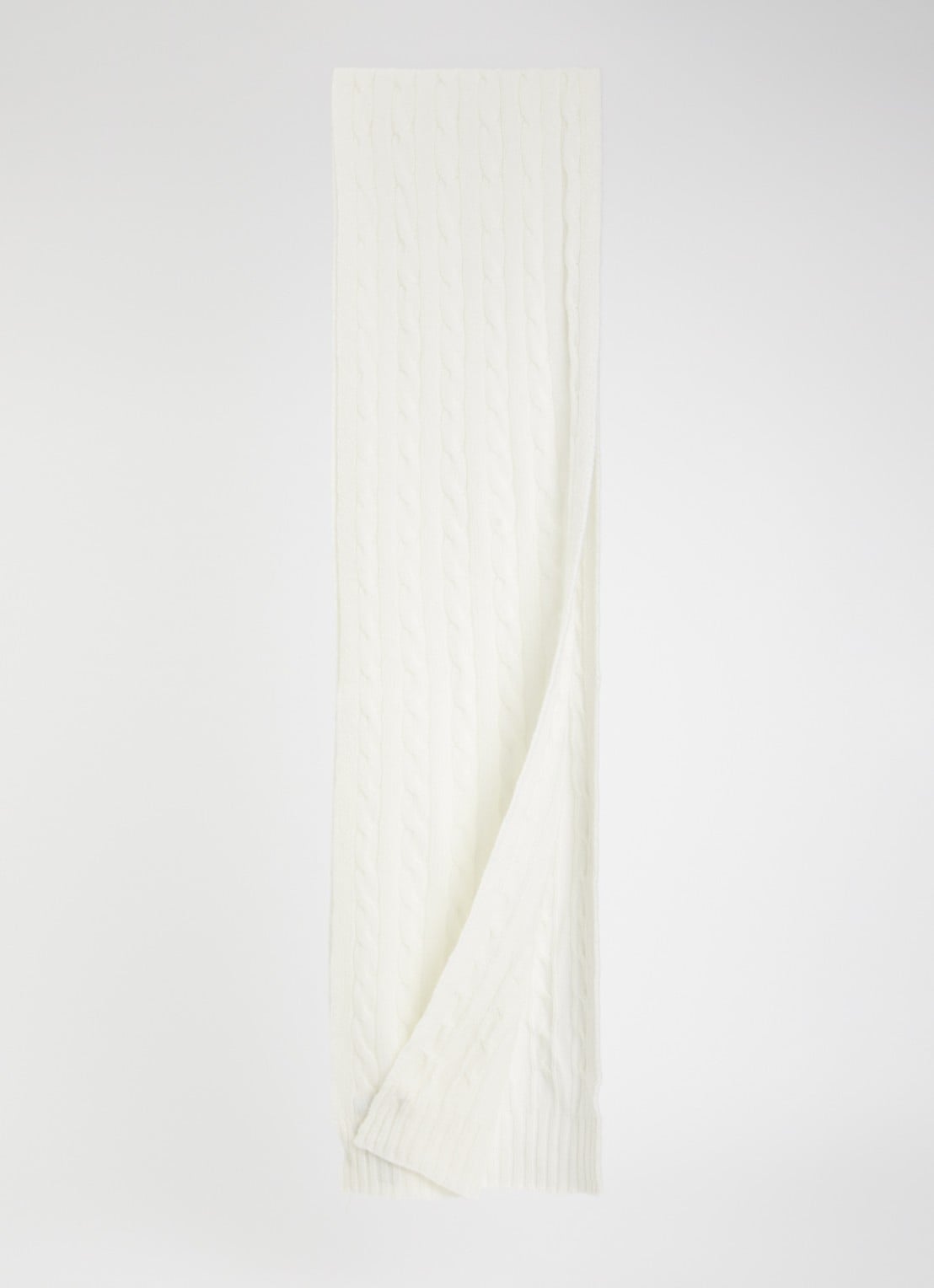 Ralph Lauren Ribgebreide sjaal in kasjmierblend 183 x 27 cm - detail creme