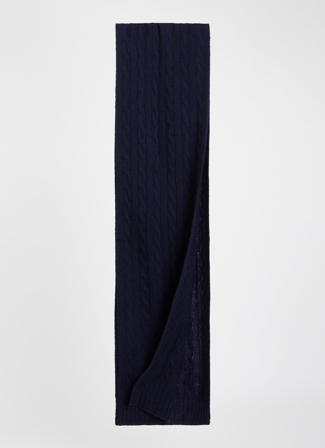 Ralph Lauren Ribgebreide sjaal in kasjmierblend 183 x 27 cm - detail 2 donkerblauw