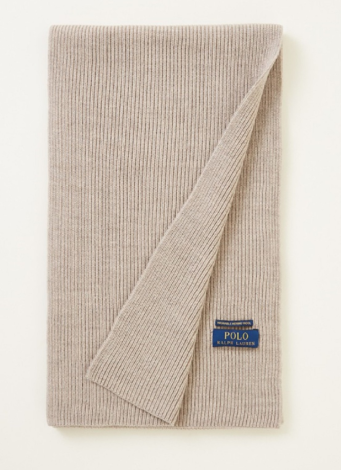 Ralph Lauren Ribgebreide sjaal van wol 180 x 25 cm - voorkant 2 legergroen