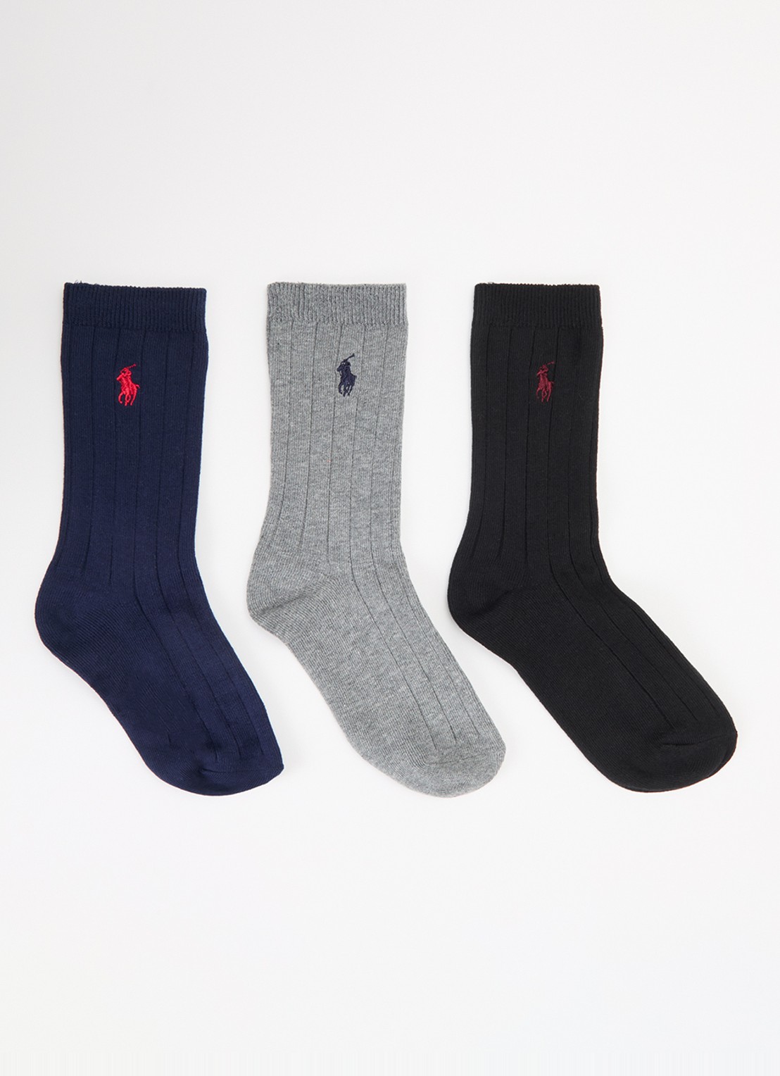 Ralph Lauren Ribgebreide sokken in katoenblend in 3-pack - voorkant donkerblauw