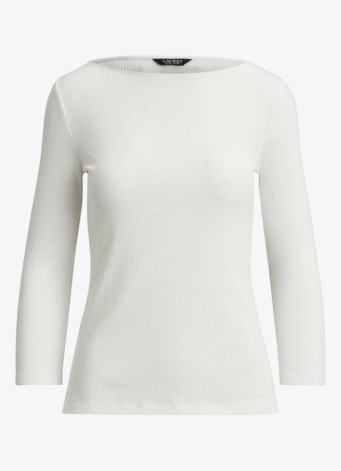 Ralph Lauren Ribgebreide top met boothals - voorkant 4 wit