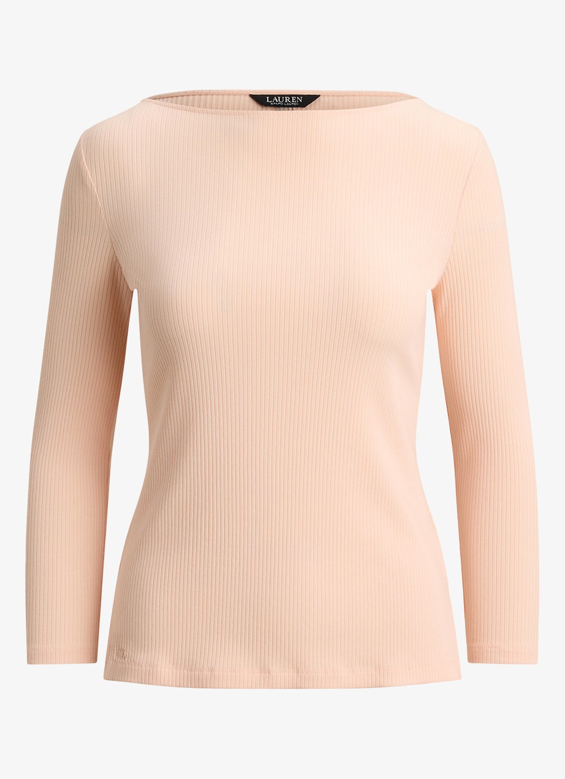 Ralph Lauren Ribgebreide top met boothals - voorkant light portside coral / roze