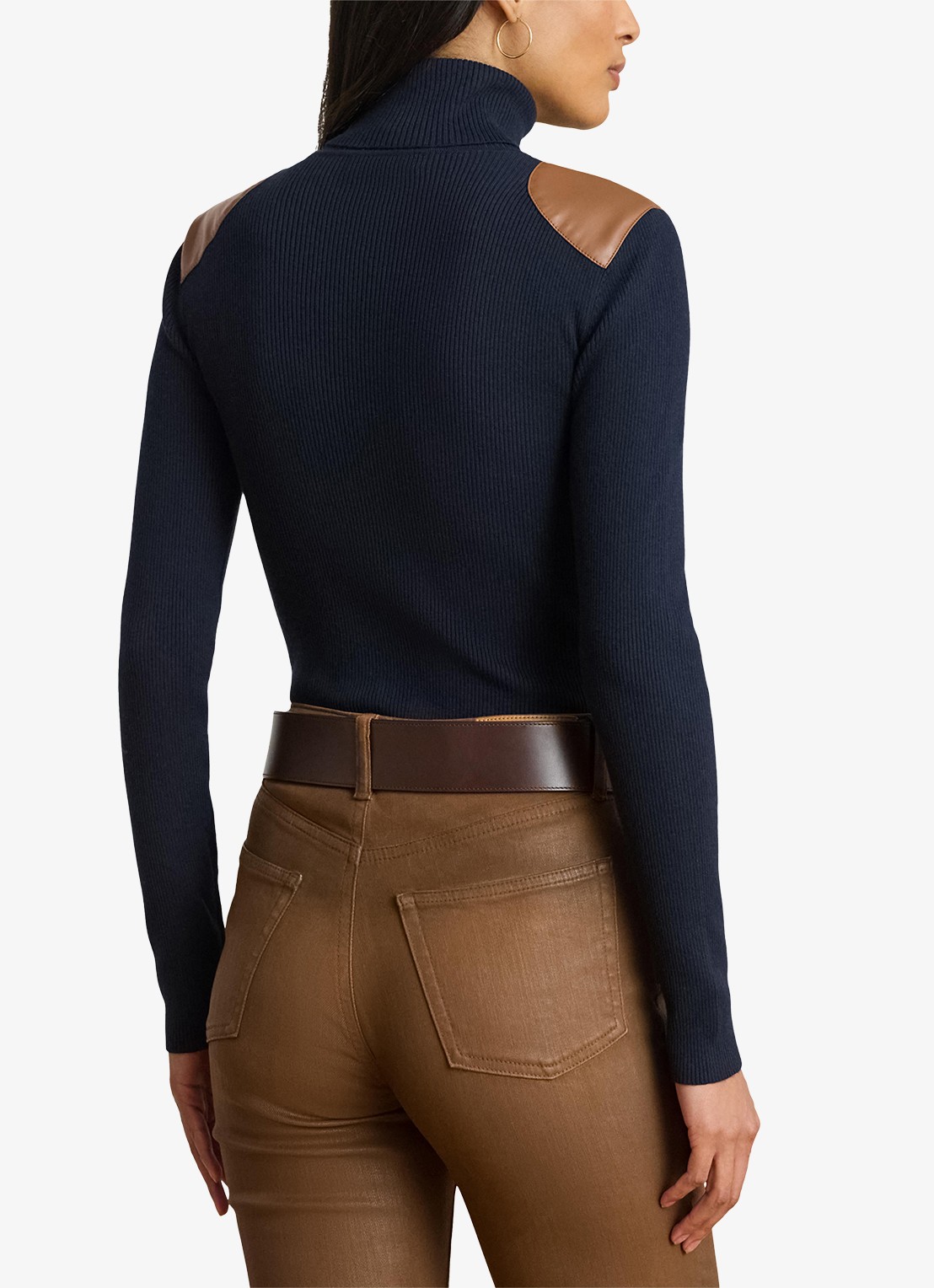 Ralph Lauren Ribgebreide trui met col - achterkant 5 blauw