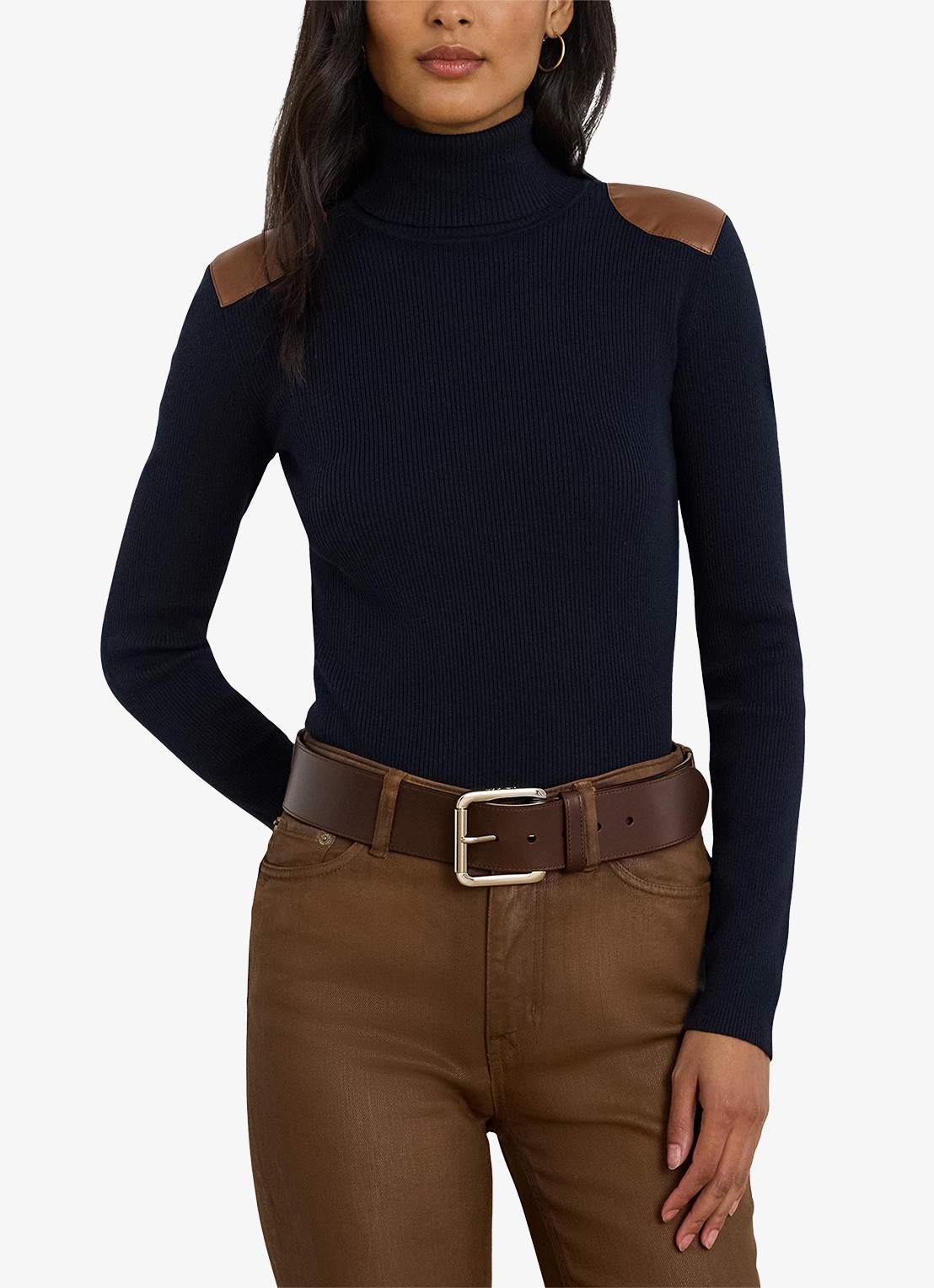Ralph Lauren Ribgebreide trui met col - detail blauw
