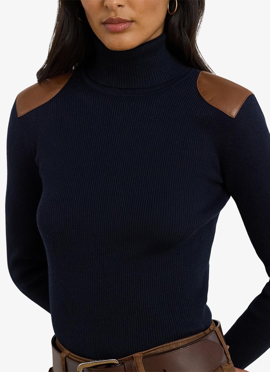 Ralph Lauren Ribgebreide trui met col - detail 2 blauw