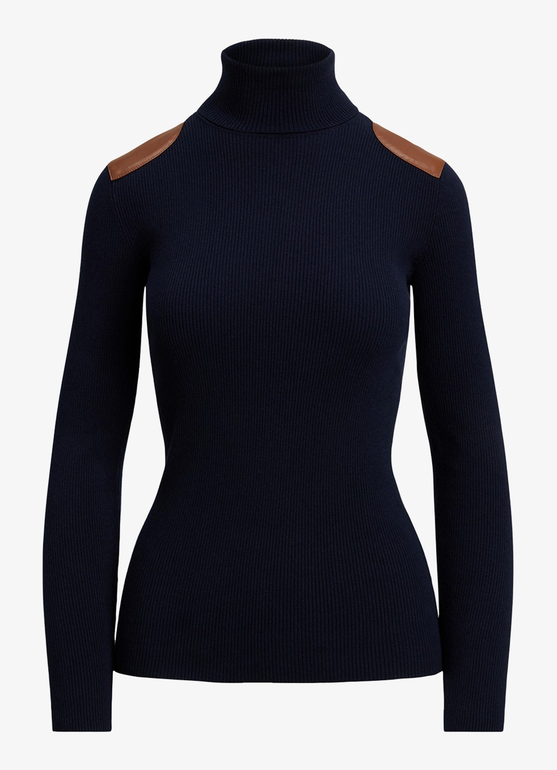 Ralph Lauren Ribgebreide trui met col - voorkant 3 blauw