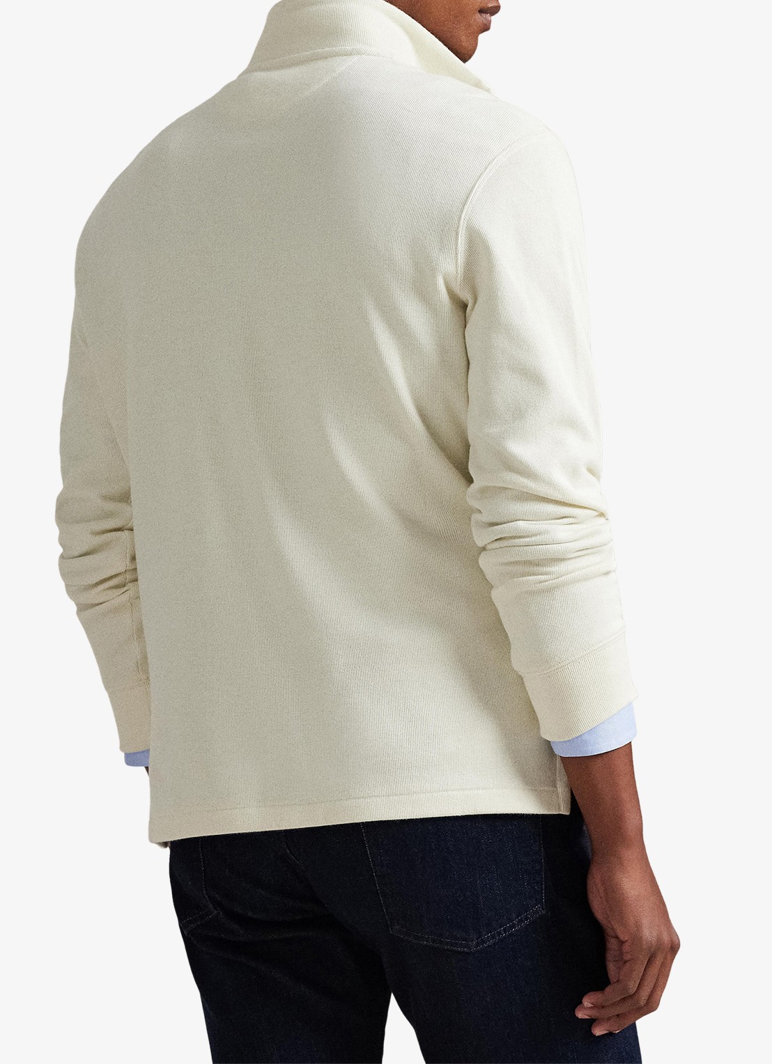 Ralph Lauren Ribgebreide trui met halve rits - achterkant parchment cream / creme