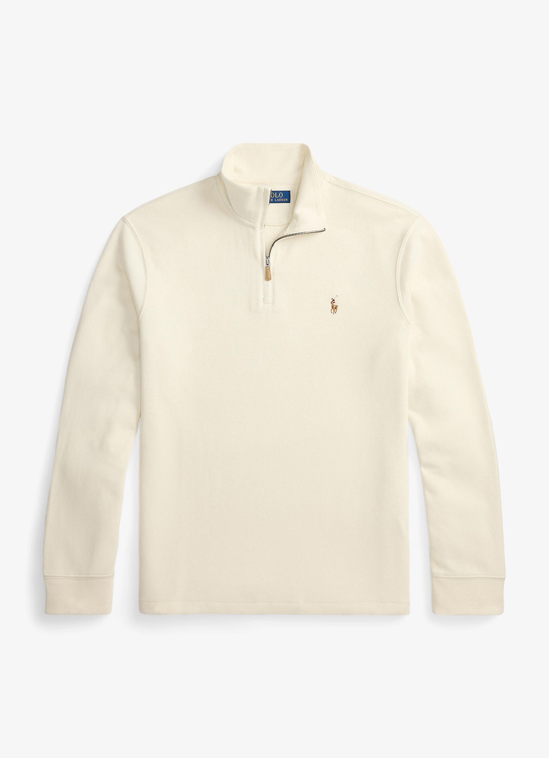 Ralph Lauren Ribgebreide trui met halve rits - voorkant 4 parchment cream / creme