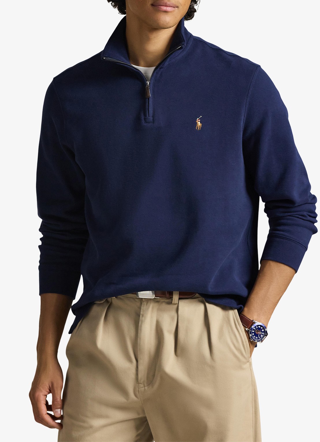 Ralph Lauren Ribgebreide trui met halve rits - detail 2 cruise navy / donkerblauw