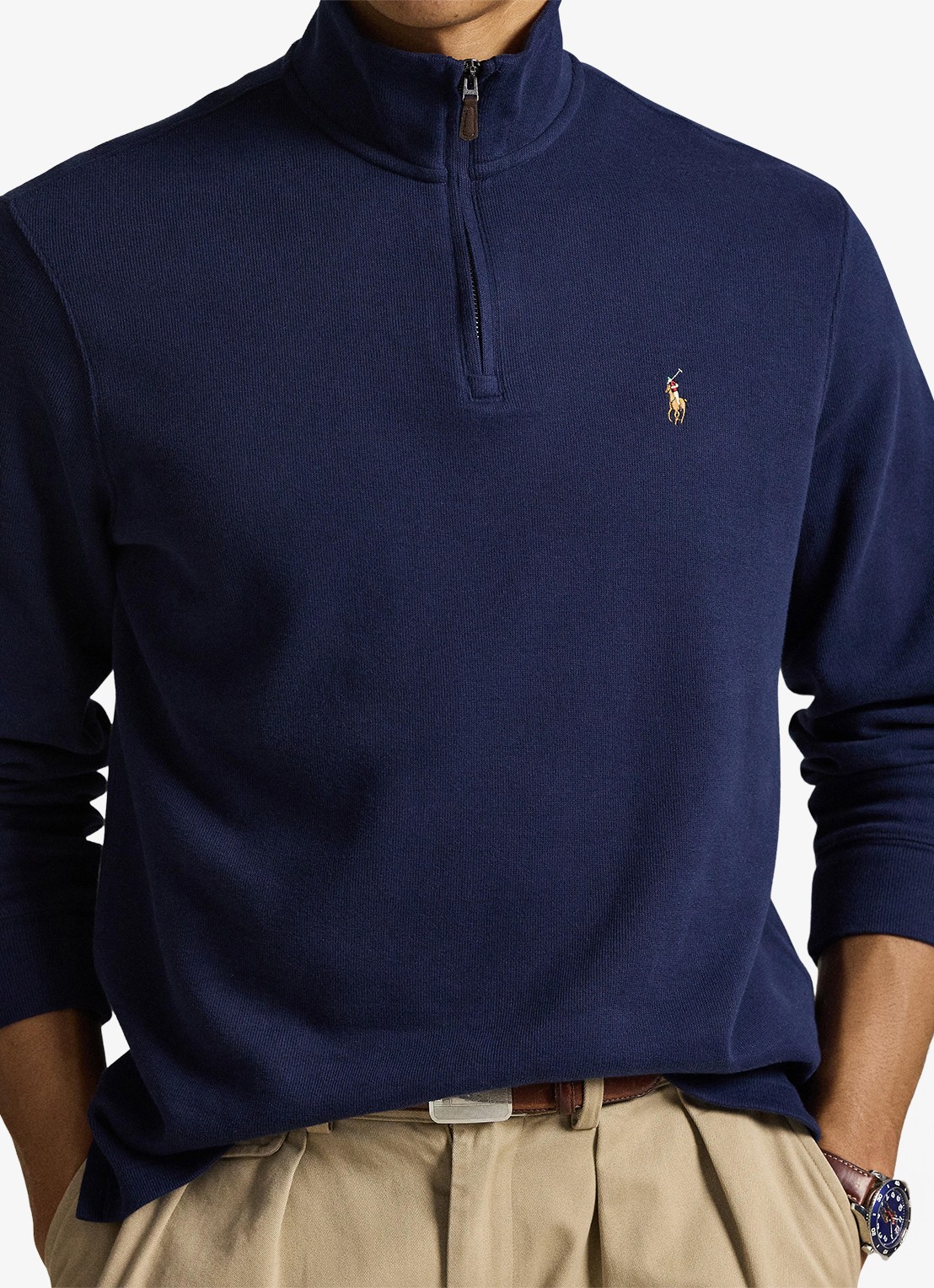 Ralph Lauren Ribgebreide trui met halve rits - detail 3 cruise navy / donkerblauw