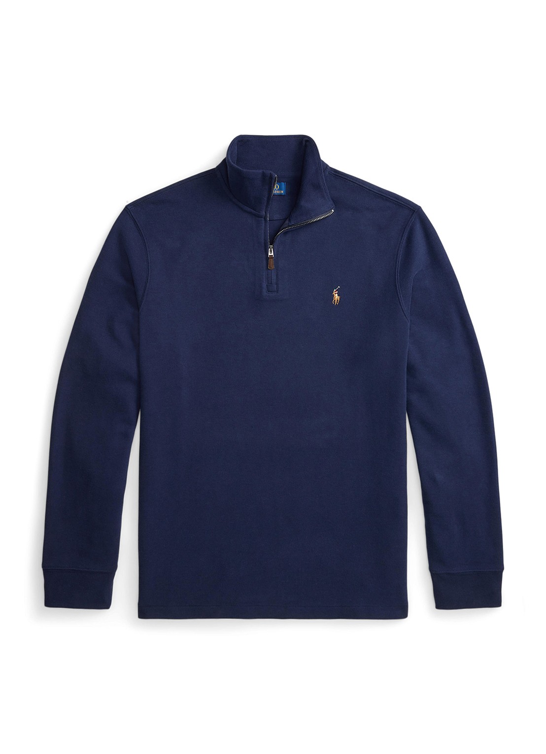 Ralph Lauren Ribgebreide trui met halve rits - voorkant 4 cruise navy / donkerblauw