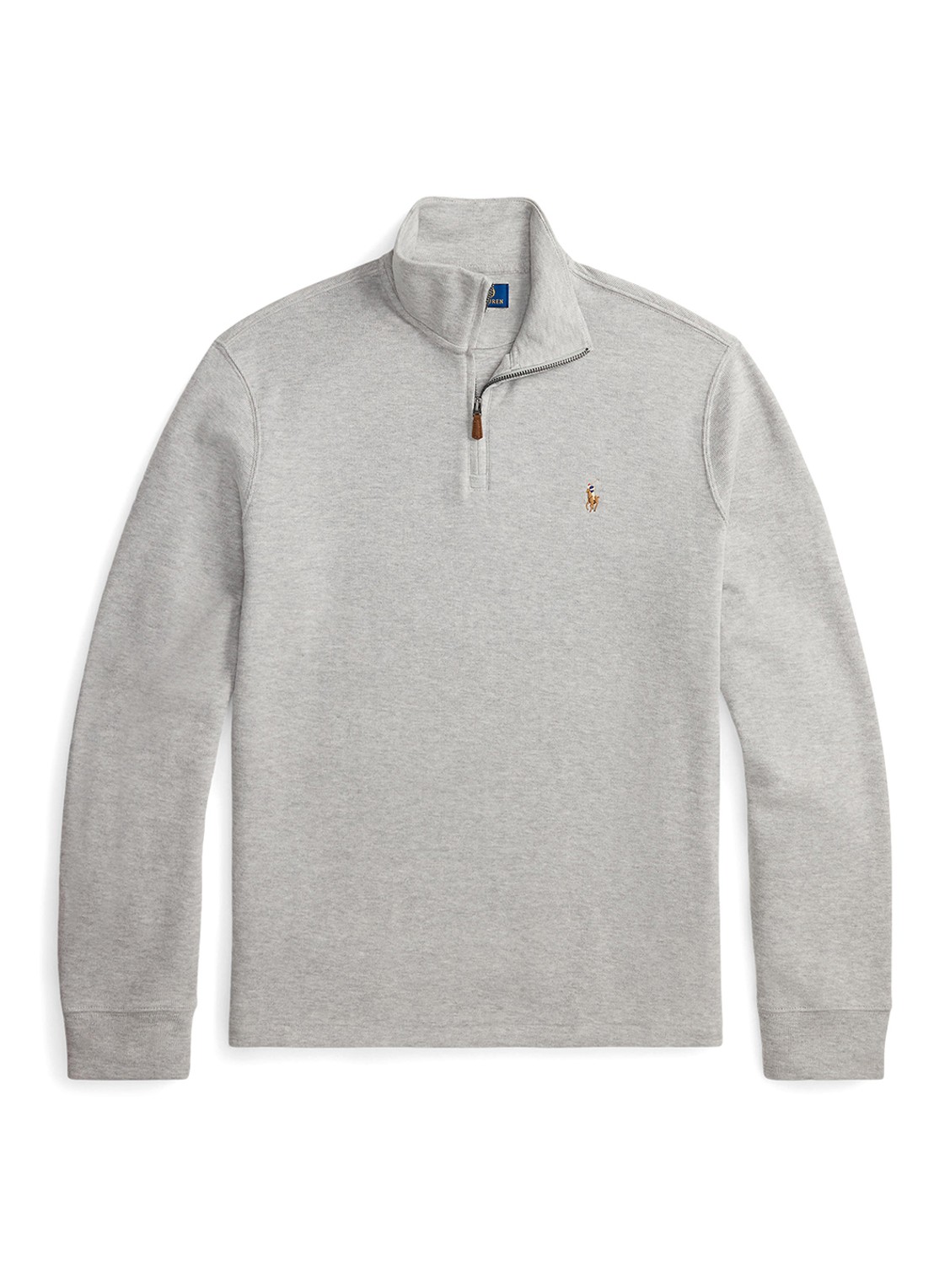 Ralph Lauren Ribgebreide trui met halve rits - voorkant 3 andover heather / grijs