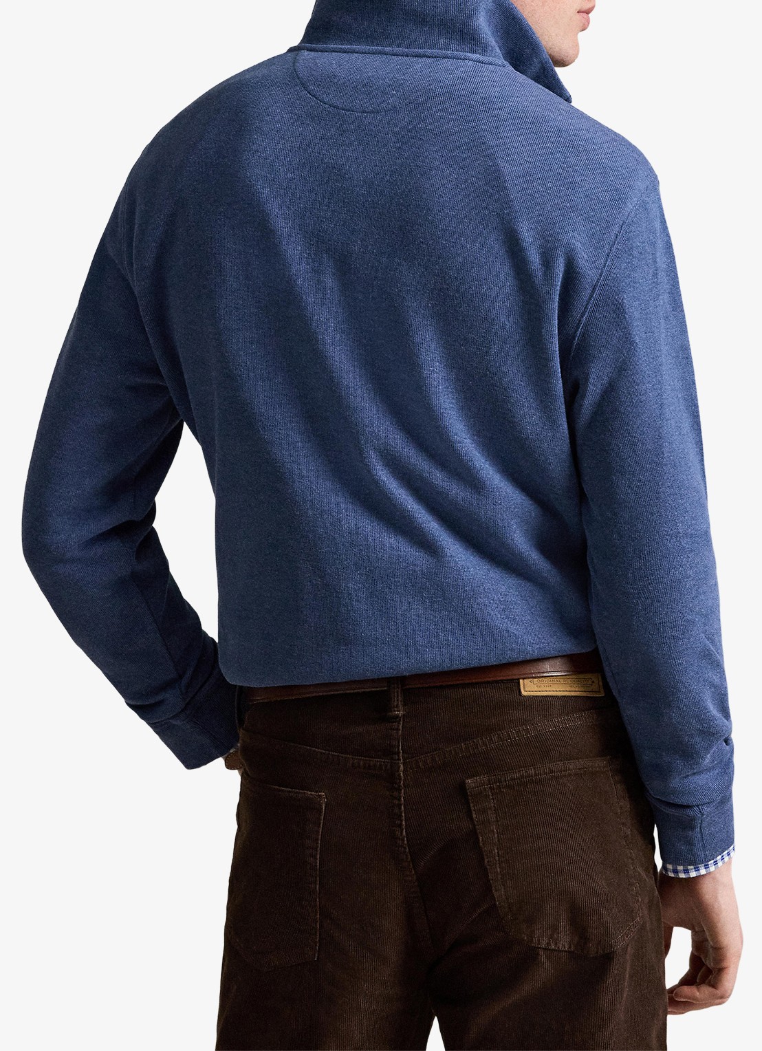 Ralph Lauren Ribgebreide trui met halve rits - achterkant derby blue heather / blauw
