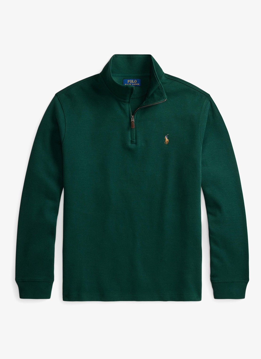 Ralph Lauren Ribgebreide trui met halve rits - voorkant 4 moss agate / mosgroen