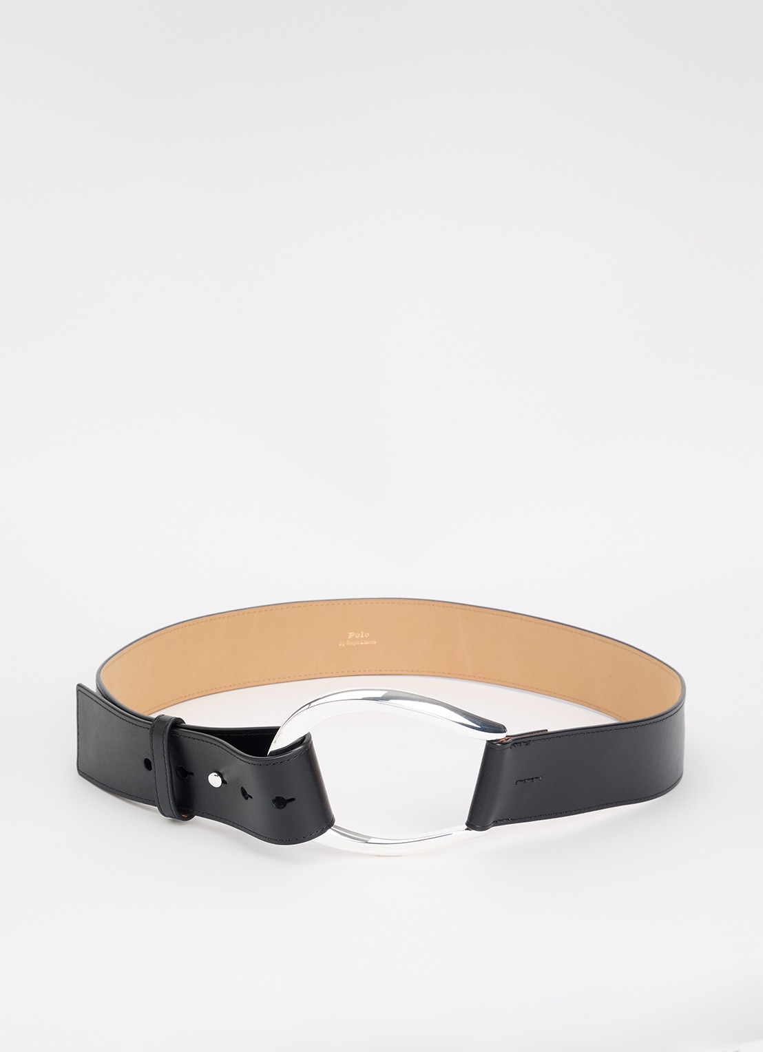 Ralph Lauren Riem van leer - voorkant 2 zwart