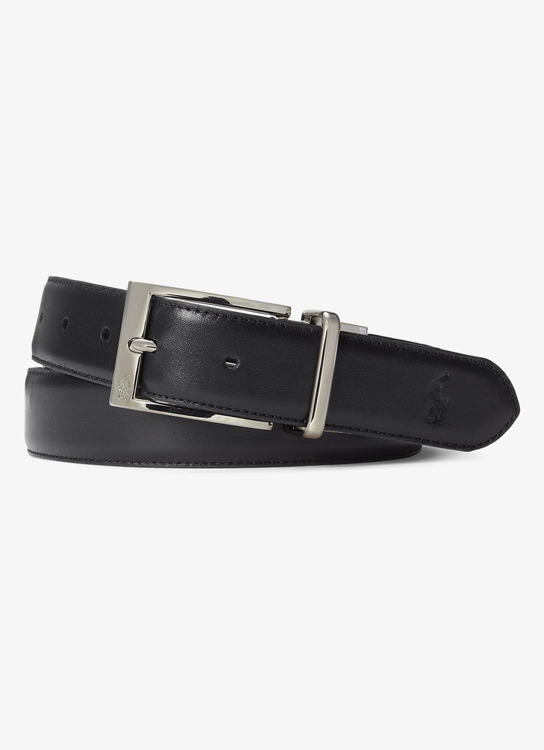 Ralph Lauren Riem van leer - voorkant black/refined navy / zwart