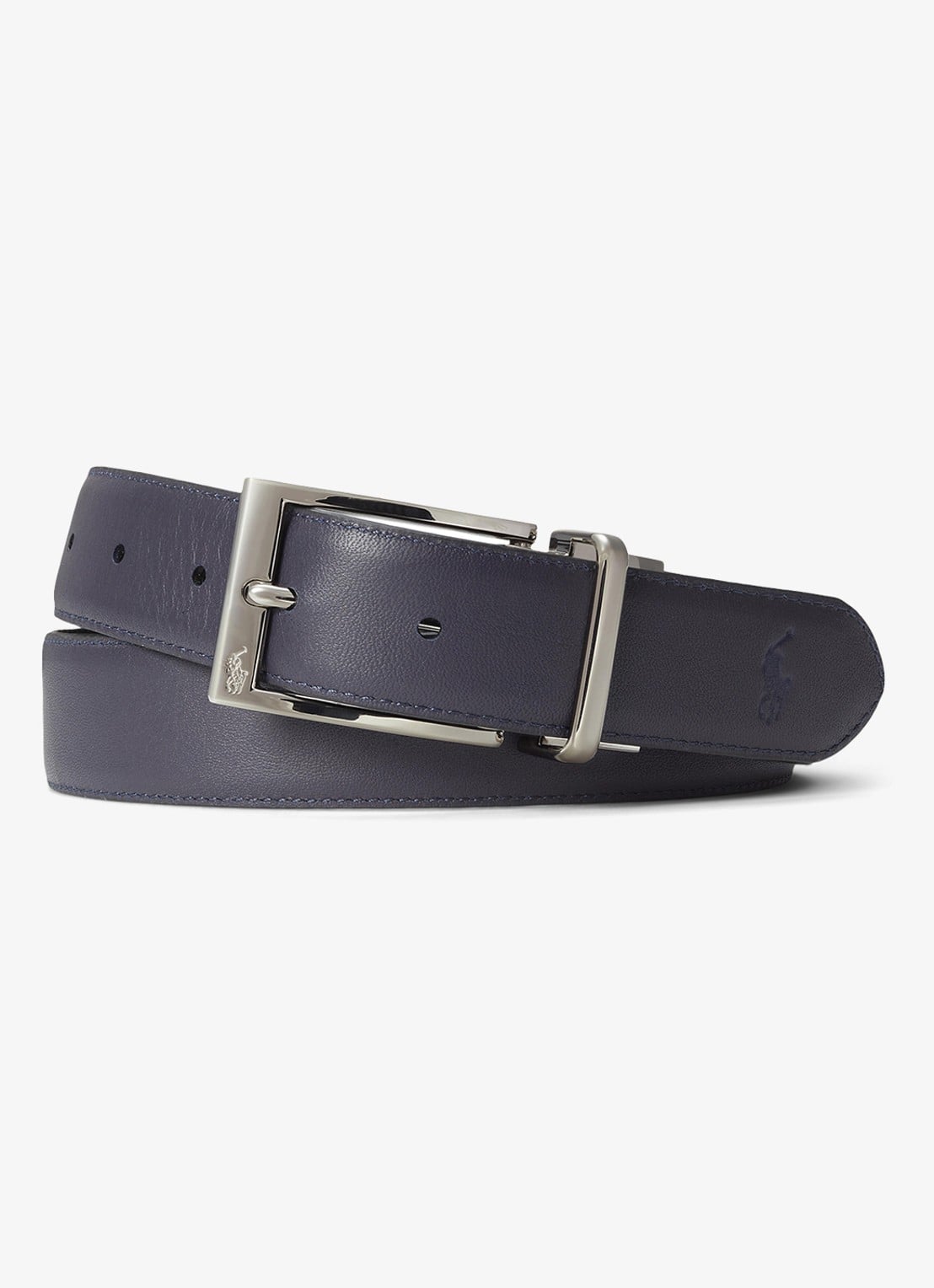 Ralph Lauren Riem van leer - voorkant 2 black/refined navy / zwart