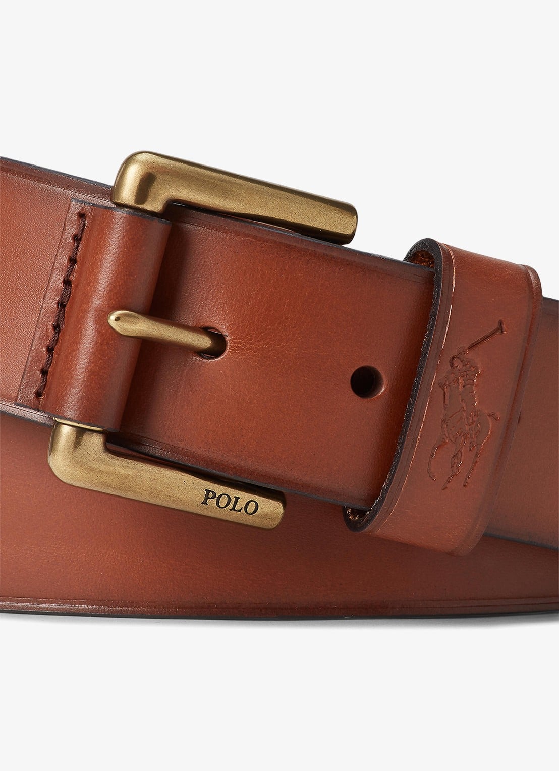 Ralph Lauren Riem van leer - detail cognac