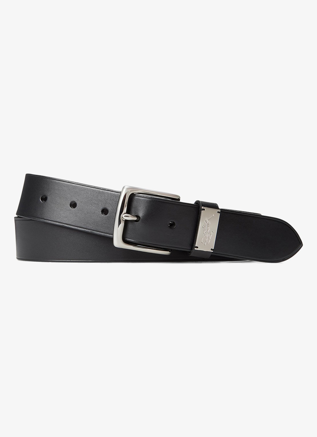 Ralph Lauren Riem van leer - voorkant black / zwart