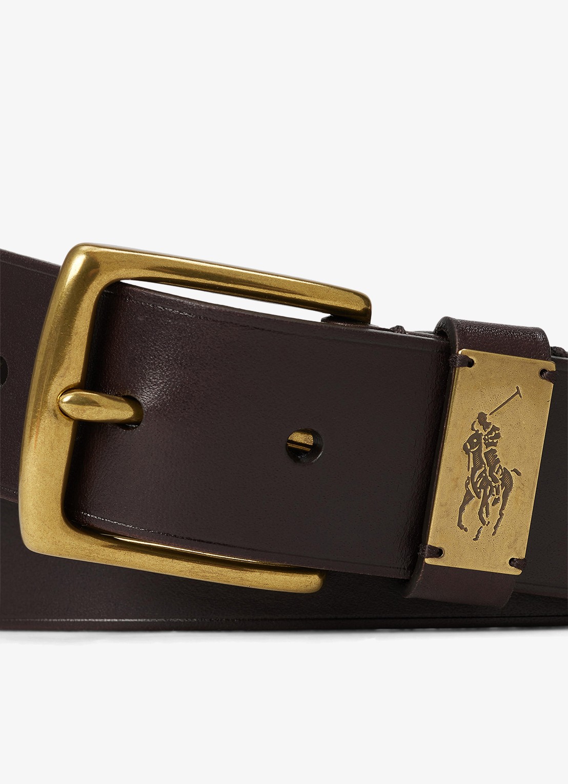 Ralph Lauren Riem van leer - detail 2 donkerbruin