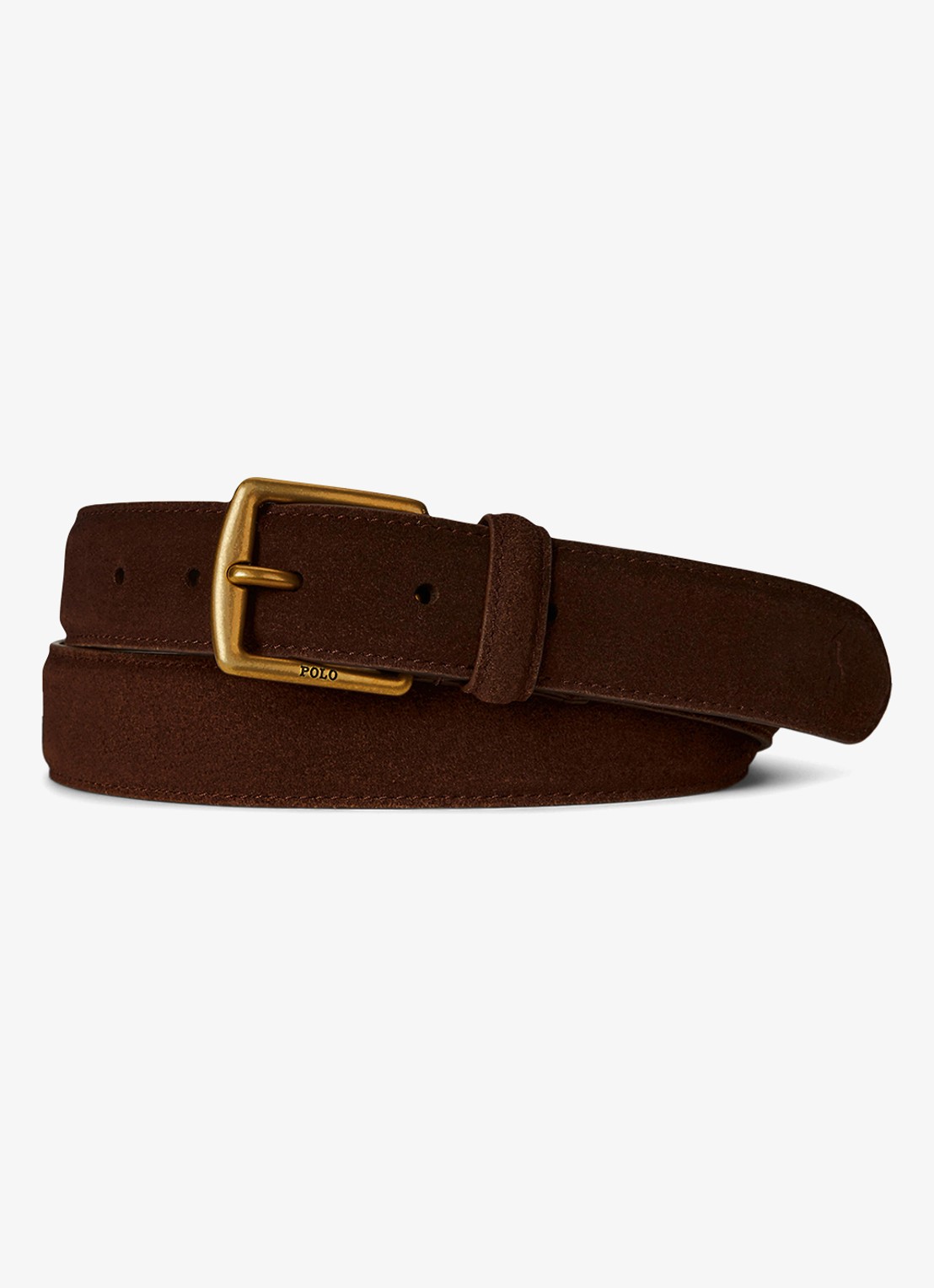 Ralph Lauren Riem van leer - voorkant dark brown / donkerbruin
