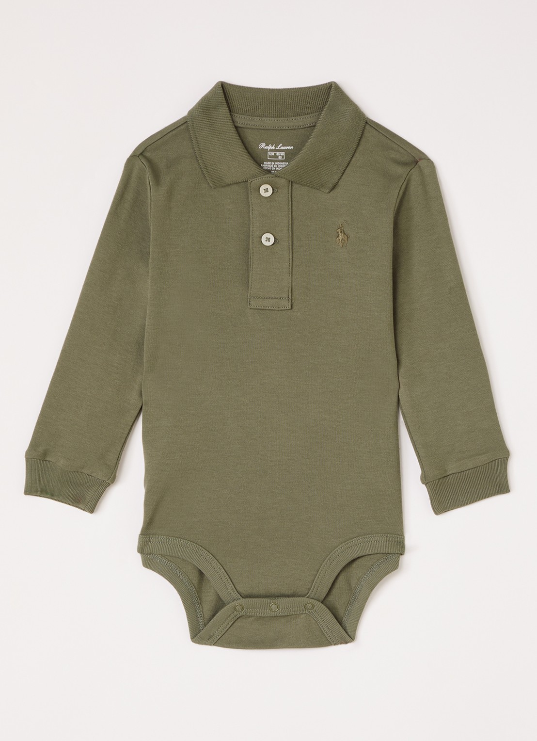 Ralph Lauren Romper met kraag - voorkant olijfgroen